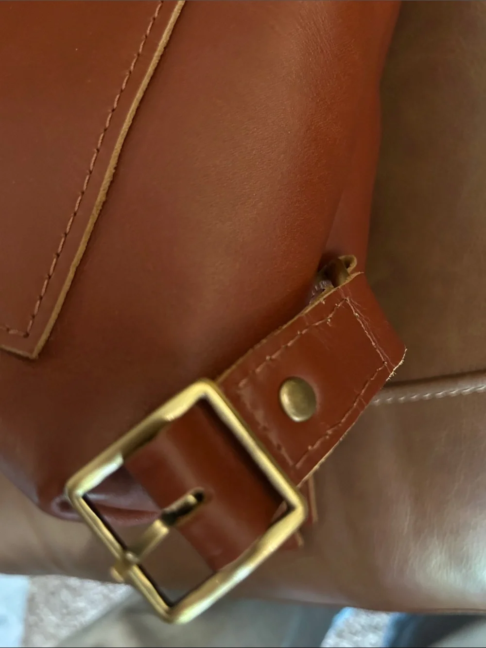 Portland Leather Brown Leather Backpack with Gold Zipper